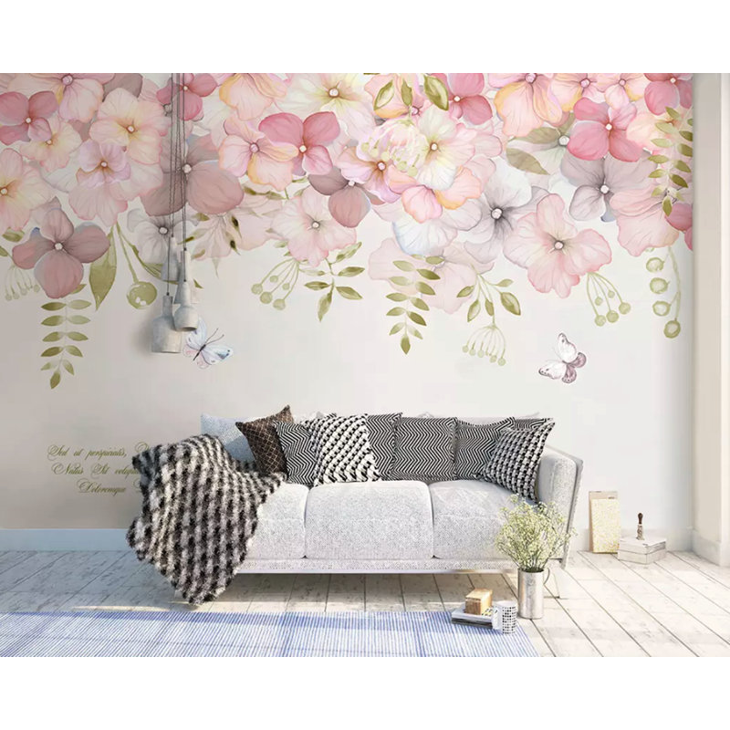 Papier peint fleur de hortensia Arnis, l 187 po x L 106 po