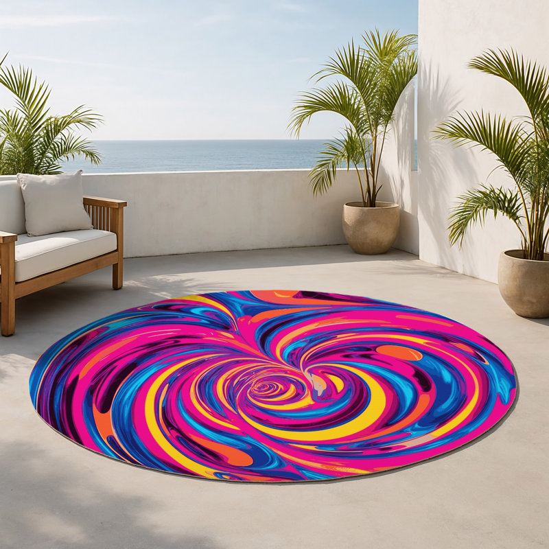 Prism Aurora Indoor And Outdoor Area Rug, Round 5'
