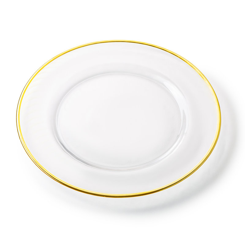 Knotts Glass- Charger, Gold/White