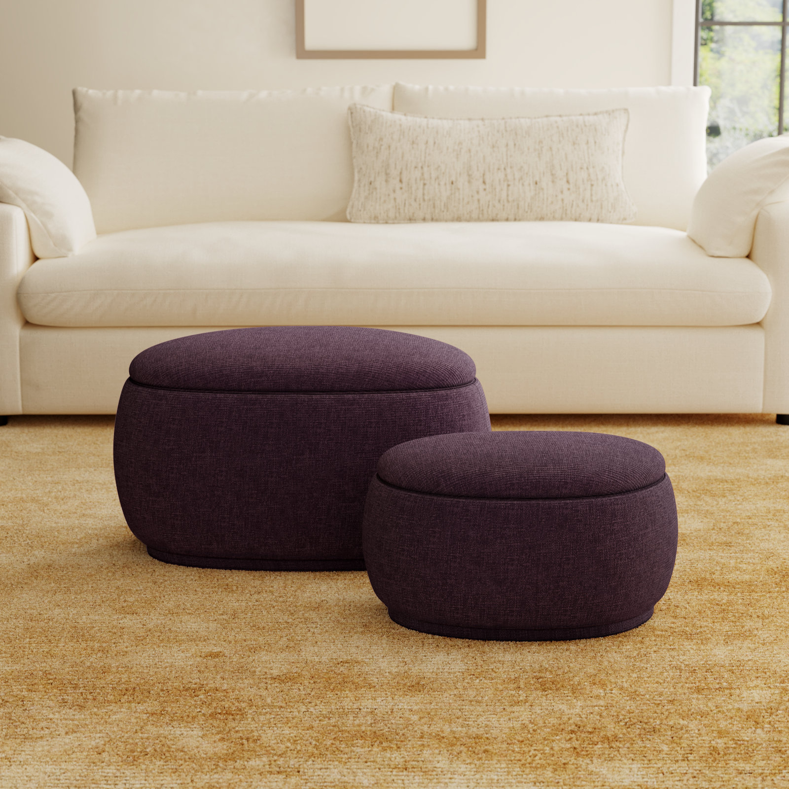 Hoya 34" Ottoman, Luna Merlot Textured