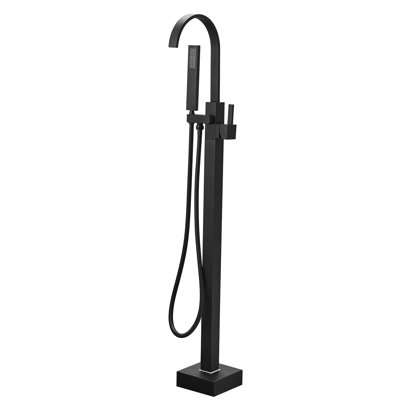 Single Handle Freestanding Tub Filler Floor Mount Bathtub Faucet With Handheld Shower