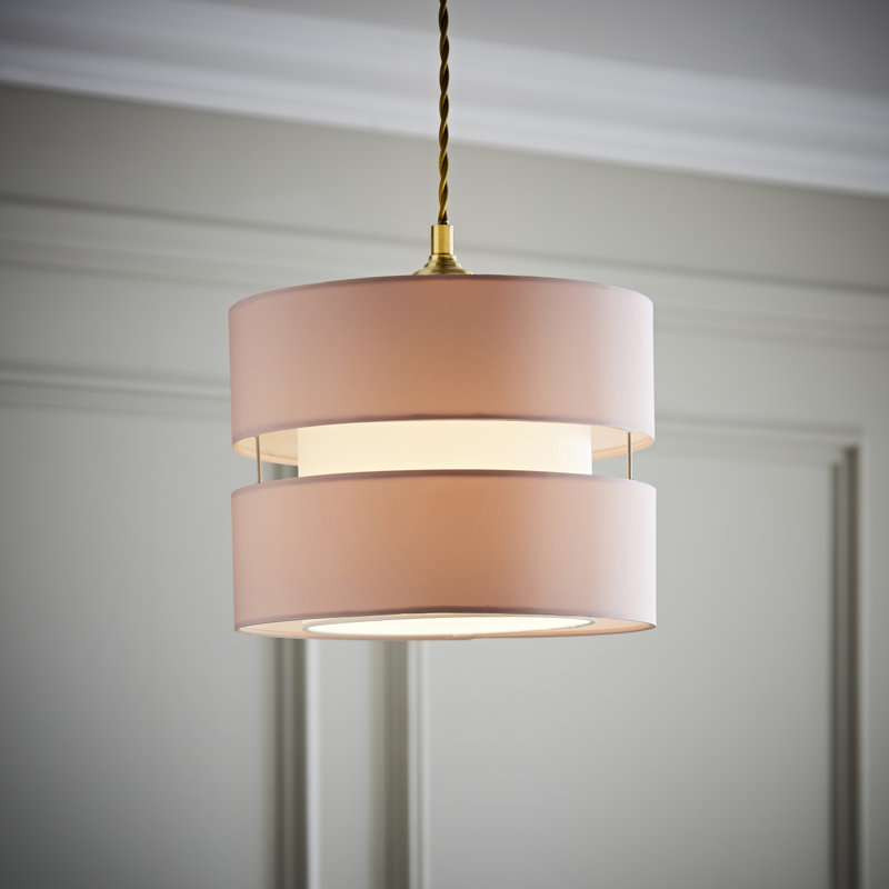 Blended Fabric Drum Pendant Shade, Pink, 19cm H x 26cm W x 26cm D