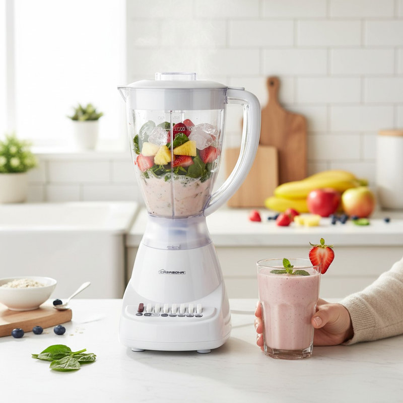 10 Speed Plastic Blender, 1.5 L Jar, 400 W, White, White
