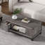 Table basse Mid-Century avec lumières DEL et 2 tiroirs, centre Talbe avec pieds en métal, 42 po, gris