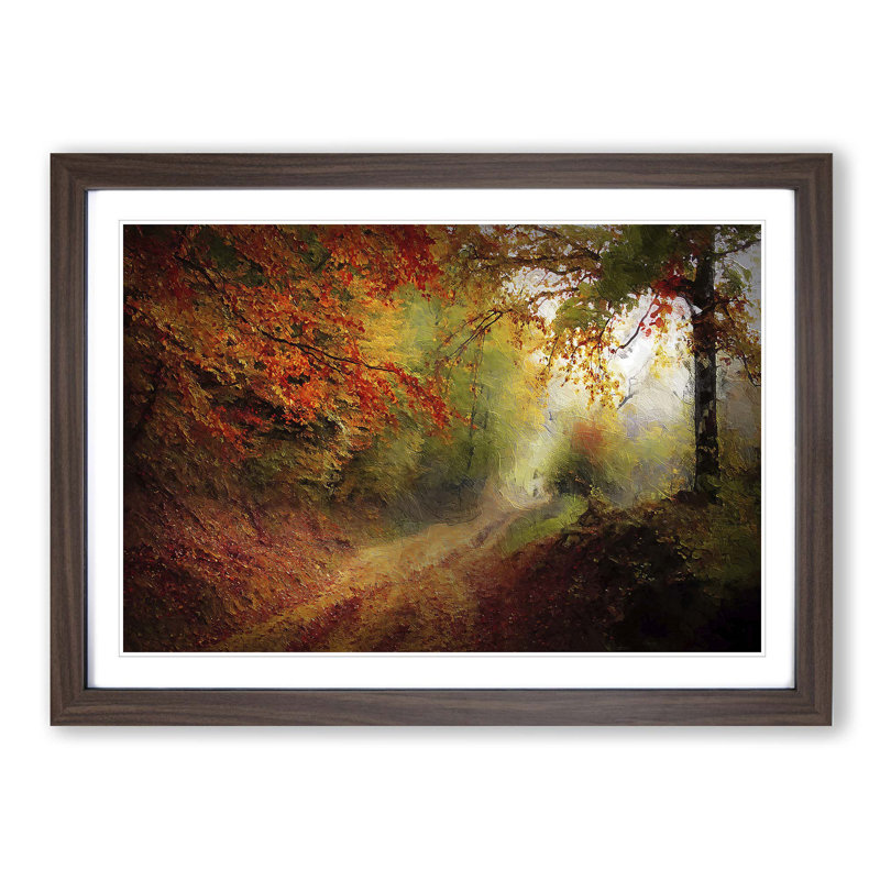 Autumn Forest - Single Picture Frame Painting, 24cm H x 33cm W x 2cm D, Walnut Framed