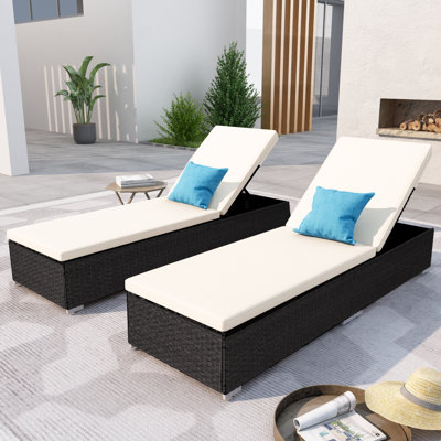 76" Long Reclining Single Chaise with Cushions