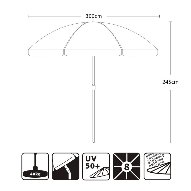 Trystan 300cm Balcony Parasol, Grey
