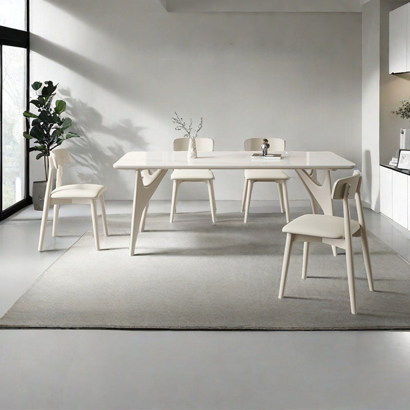 Nordic simple rectangular dining table set, 29.5"H x 55.1"L x 31.5"W