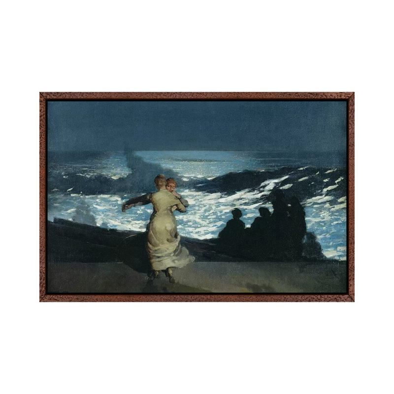 Summer Night, 1890 by Winslow Homer - Painting on Canvas, 45.72cm H x 66.04cm W x 3.81cm D, Classic Brown Wood Framed