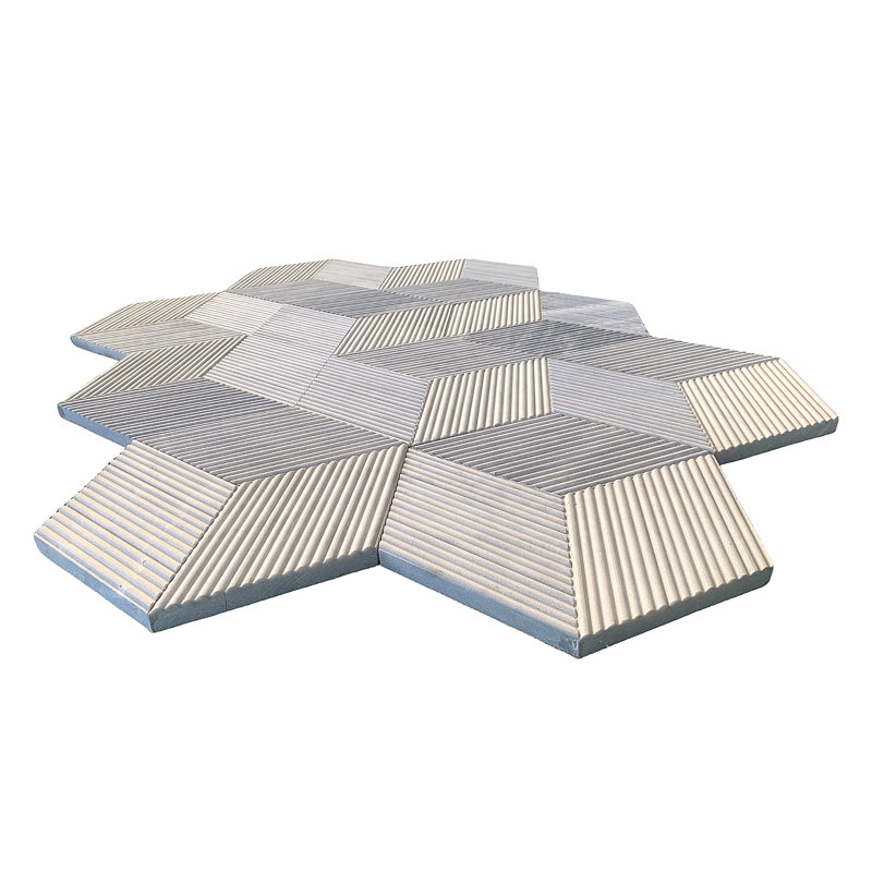 Hexagon Natural Marble Tile, Marble, Natural Stone, Genuine Marble, Real Marble, For Wall, Ol Textured Finished, 3D Fluted Marble, 1 Box 12 Pcs