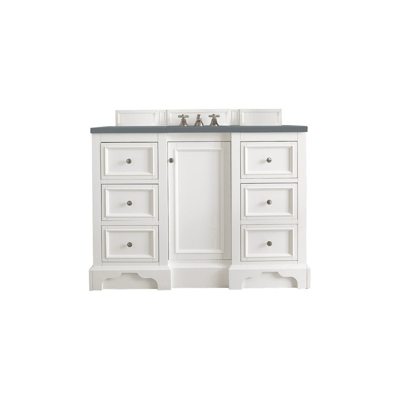 De Soto 48'' W Single Vanity, Bright White, Cala Blue Quartz, 8" Widespread