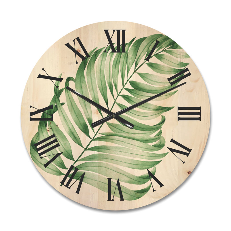 Horloge murale en bois Tropical Leaf of Monstera II, Moyenne