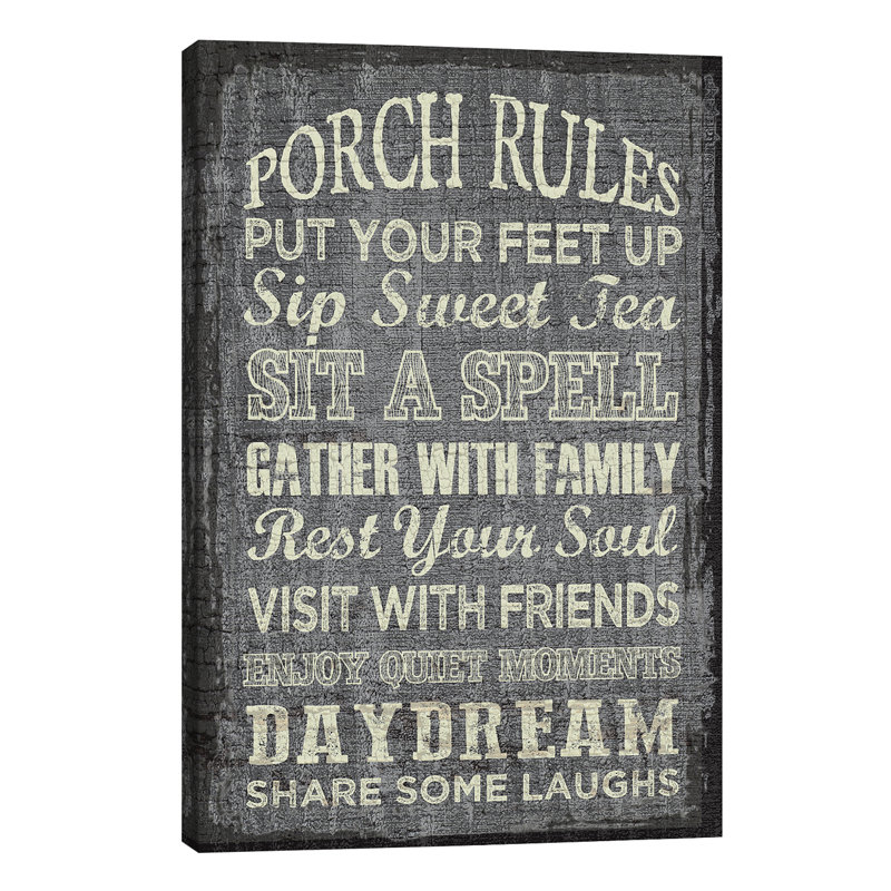 Porch Rules by Erin Clark - Wrapped Canvas Print, 20.32 cm H x 30.48 cm W