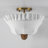 2-Light Ruffled Bowl Fabric Semi Flush Mount