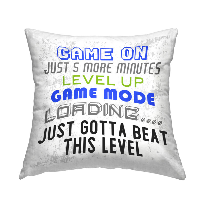 Coussin décoratif imprimé Game Mode phrases par Kim Allen