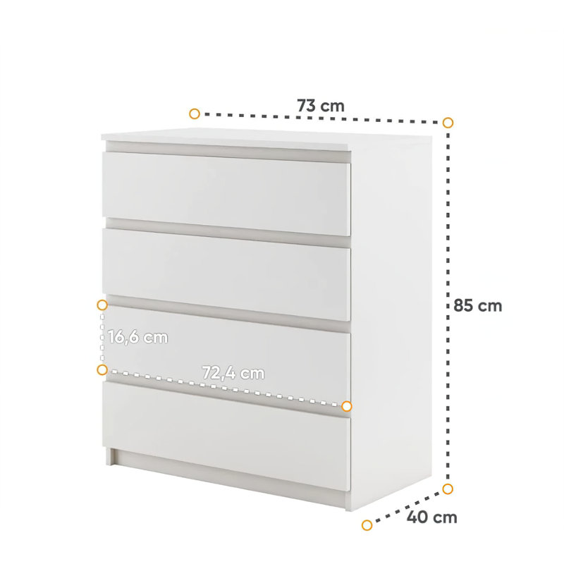 Domien 73cm W 4 - Drawer Chest of Drawers