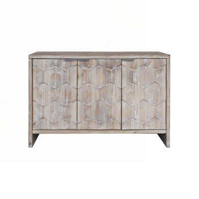 Wood Console Table with3 Modern Style Metal Door Handles, Wooden Cabinet