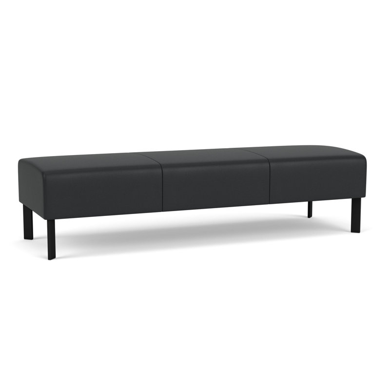 Luxe Lounge Reception 3 Seat Bench, Black Steel, Modena Graphite
