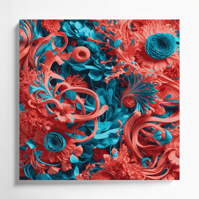 «Abstract Florals 77», art mural sur toile brune, H 16 po x l 16 po