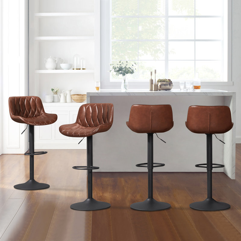 Febe Swivel Adjustable Height Bar Stool, Brown