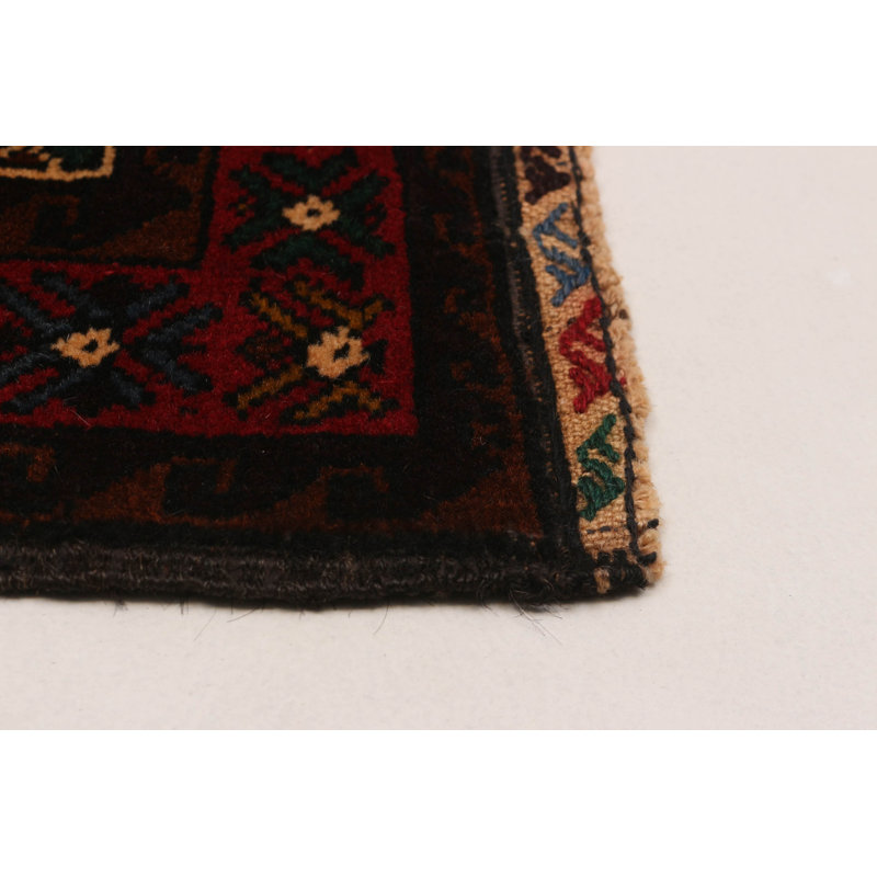 Tapis ivoire et rouge Teimani 3 pi 7 po x 6 pi 4 po