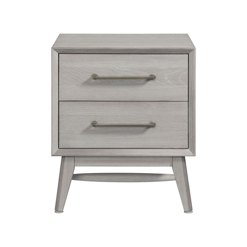 Catriona 2-Drawer Solid Ash Nightstand, White