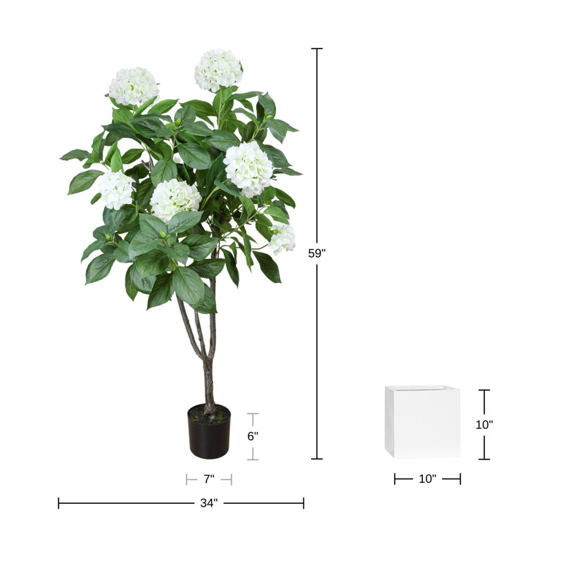 5' Hydrangea Drop-In Tree with Fiberstone Pot