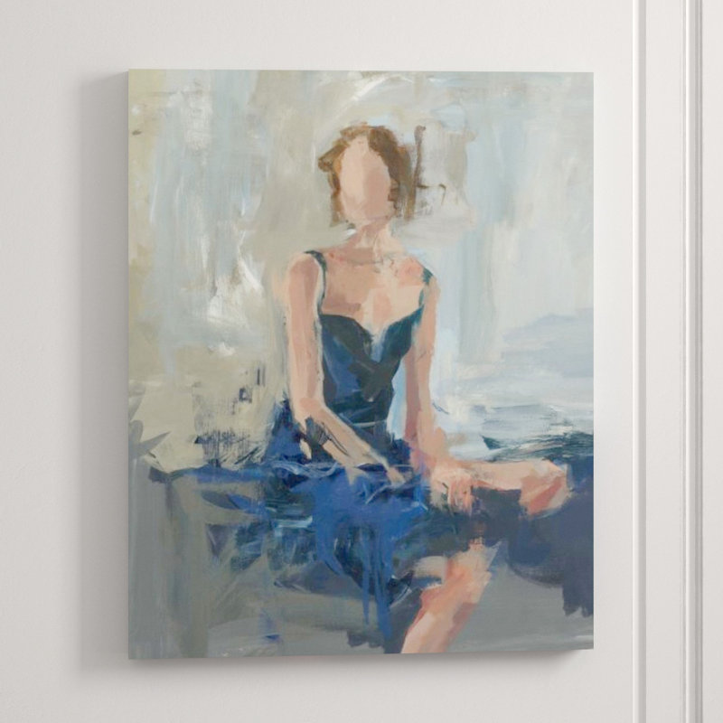 Lady In Blue Painting by Fern Cassidy, Image Brush Gel, 38" H x 30" W x 1.5" D