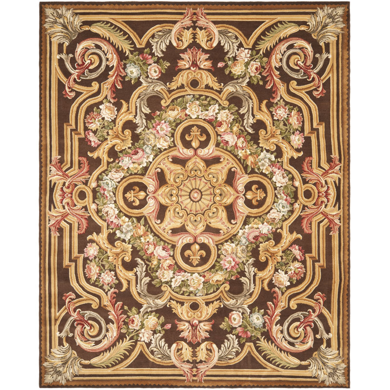 Tapis en laine tissé à la main Savonnerie, Rectangulaire 8 pi x 10 pi