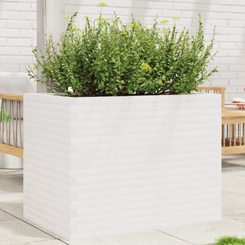 3 Wood Planter, White, 68.5cm H x 90cm W x 60cm D