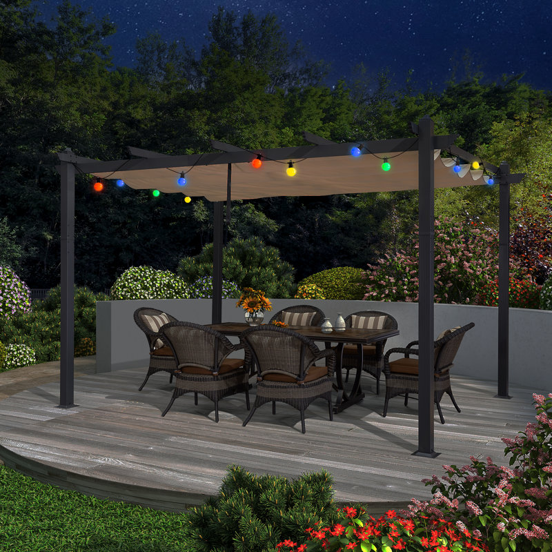 4m x 3m Metal Pergola, Khaki