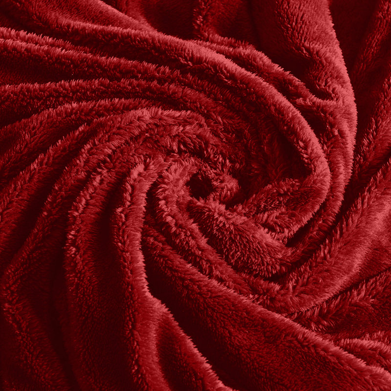 Misuzu Super Soft Reversible Sherpa Fleece Blanket, Burgundy, Double