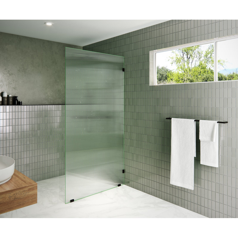 Gaia 40 in. x 78 in. Frameless Fluted Single Fixed Shower Panel, Oil Rubbed Bronze