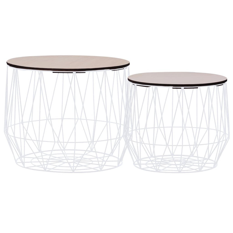 Swindle Frame 2 Nesting Tables Coffee Table with Storage, White
