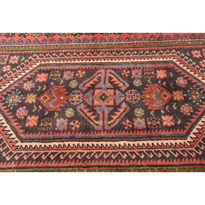 Tapis oriental rétro à motif floral rouge 4 x 7