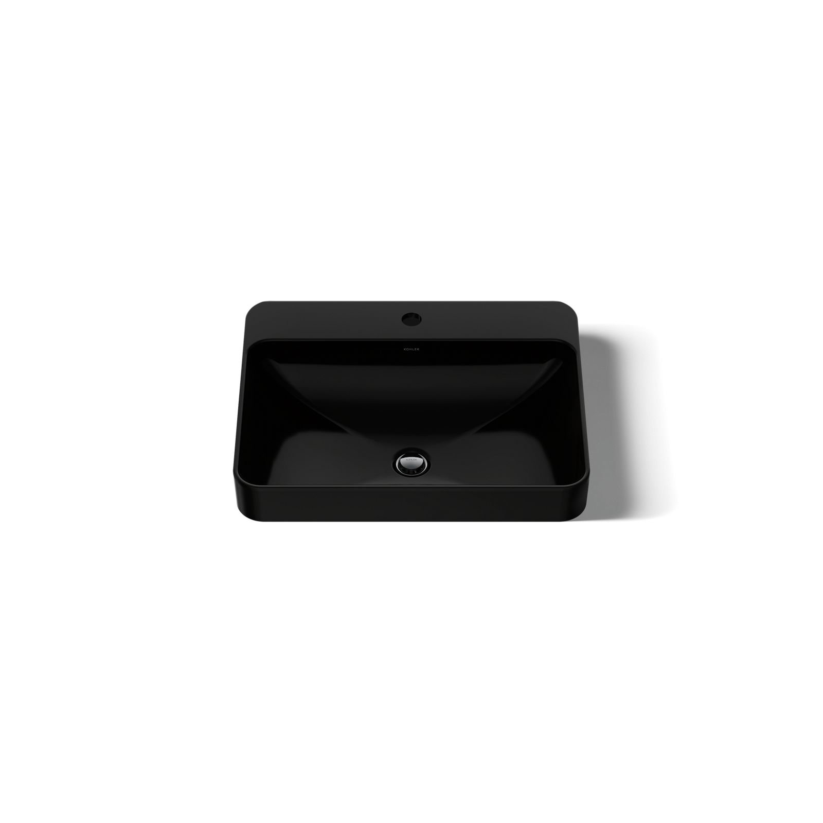 Vox Vitreous China Rectangular Vessel Bathroom Sink with Overflow, Black Black, 1
