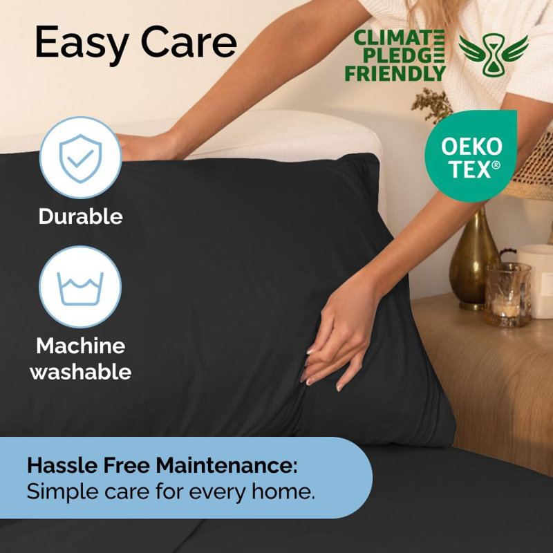 6 Piece Sheet Set, Soft Cooling Bed Sheets, Breathable & Wrinkle Free, Hotel Luxury Bedding, Black