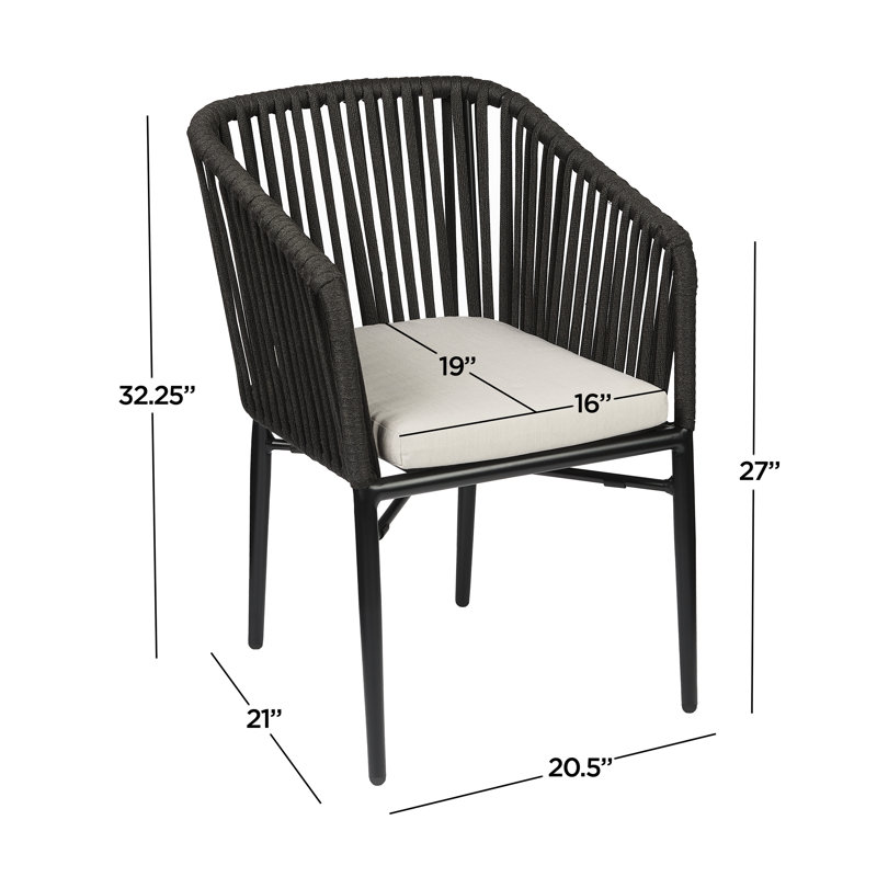 Real Flame Bodhi 2 Piece Outdoor Patio Dining Chair Set With Sunbrella Cushions In Play Oat Fabric