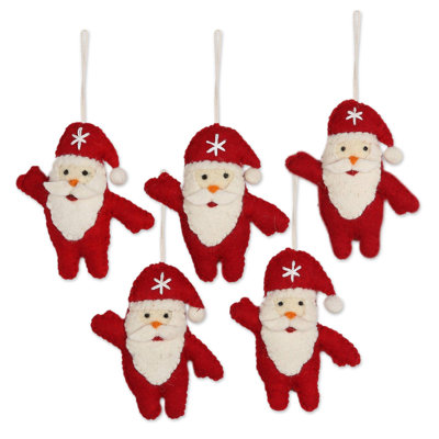 Ensemble de 5 décorations en feutre de laine The Holiday Aisle® Santa Dance
