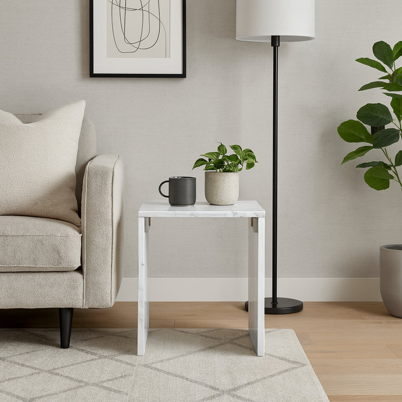 Table de bout Jaloni, Marbre blanc