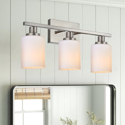 Luminaires de salle de bain, luminaires de salle de bain modernes sur miroir avec abat-jour en verre blanc laiteux, appliques murales de salle de bain pour vestibule de chambre à coucher