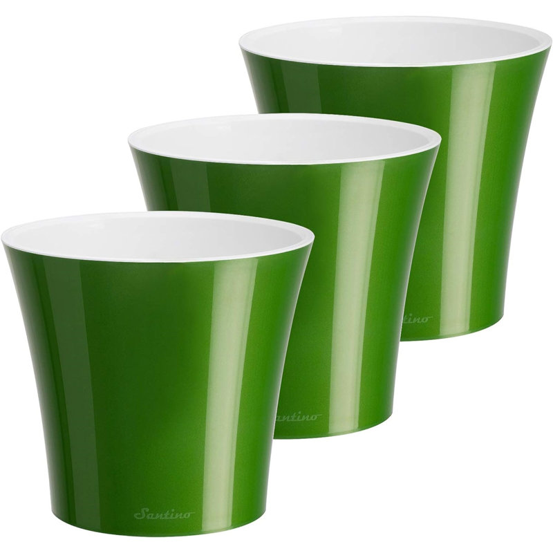 Nupur Pot Planter, Green/White, 6" H x 6.5" W x 6.5" D