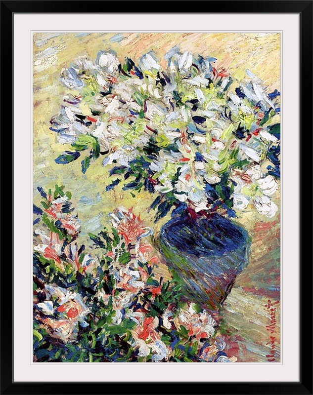 Azalées, 1885 par Claude Monet - reproduction d'art, H 24 po x l 20 po x P 1 po, Cadre noir