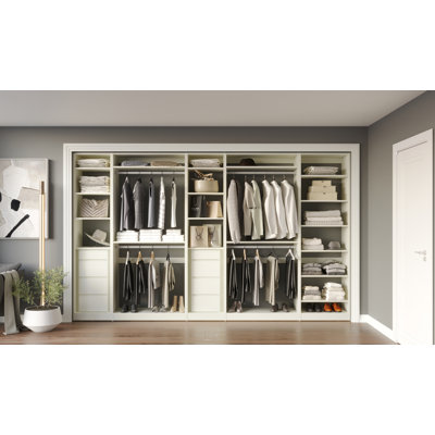 139.21in. W Closet System with 8 Drawers, 4 Hanging Rods and 12 Adjustable Shelves