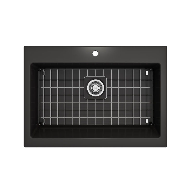 Nuova 34'' L Retro-fit Apron-Front Kitchen Sink, Matte Black
