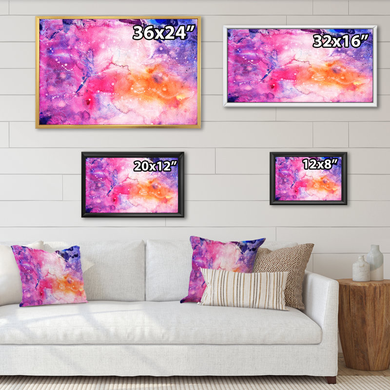Ondulations d'art en marbre rose et mauve - reproduction sur toile flottante, H 8 po x l 12 po x P 1 po
