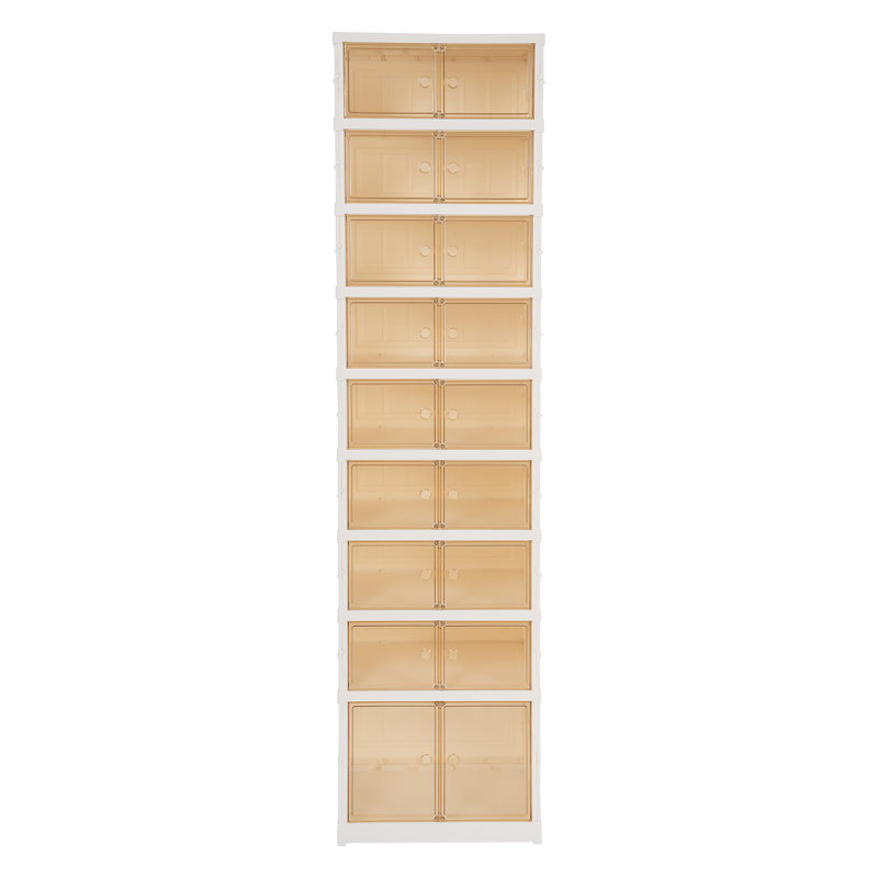 9-Tier Foldable Shoe Rack Plastic Collapsible Shoes Storage Box