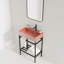 24" Bathroom Vanity With Ceramic Basin, Freestanding Bathroom Console Sink Set, Glossy Red Rectangular Ceramic Basin Without Faucet, Open Metal Leg, Storage Shelves-1701175153-1701175055