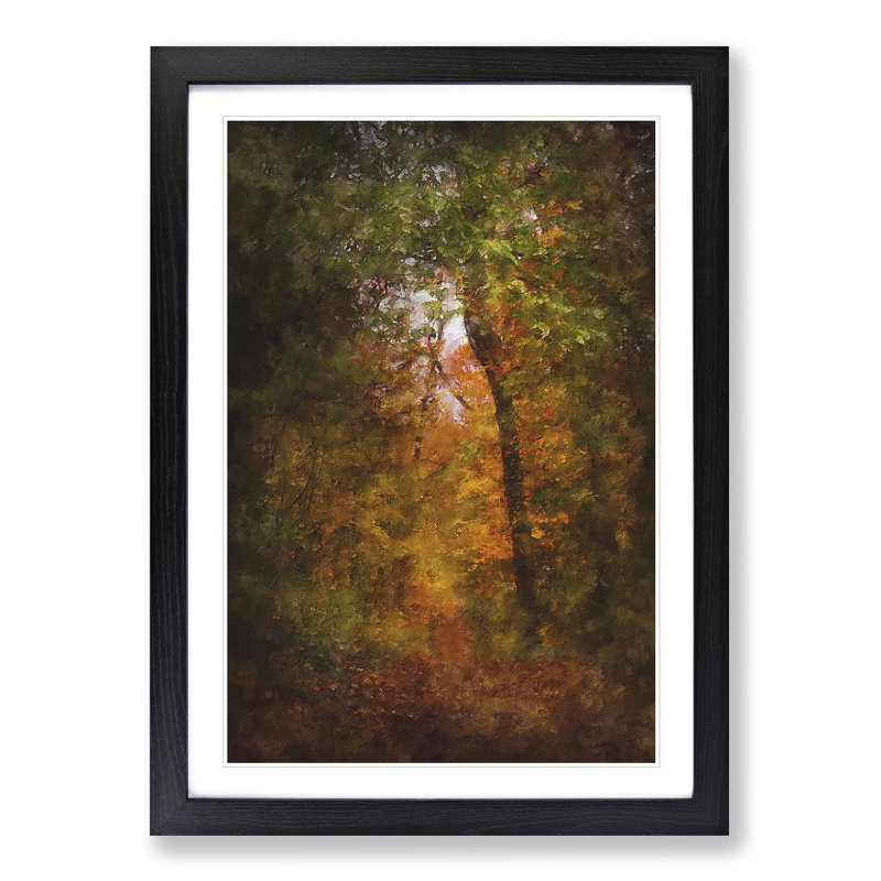 Path Through the Forest - Picture Frame Graphic Art Print, Black Framed, 33cm H x 24cm W x 2cm D