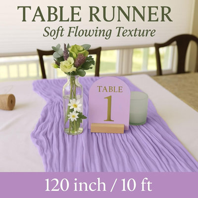 Chemin de table 10 pi lilas mauve mauve 120 pouces rustique boho gaze chemin de table en tissu pour mariage fête de naissance fête de mariage fête d'anniversaire